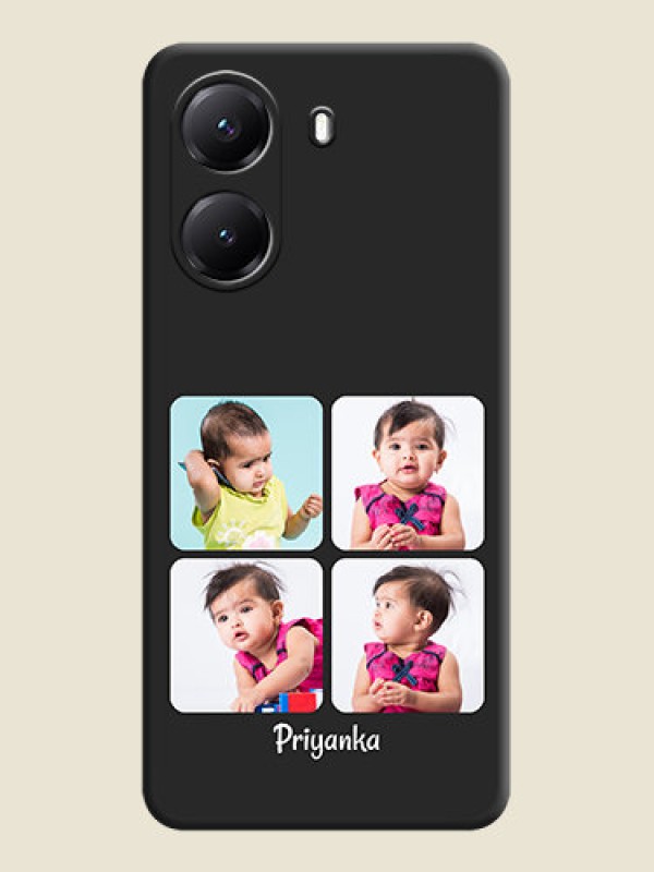 Custom Floral Art with 6 Image Holder on Photo On Space Black Custom Soft Matte Mobile Back Cover - Poco X7 Pro 5G