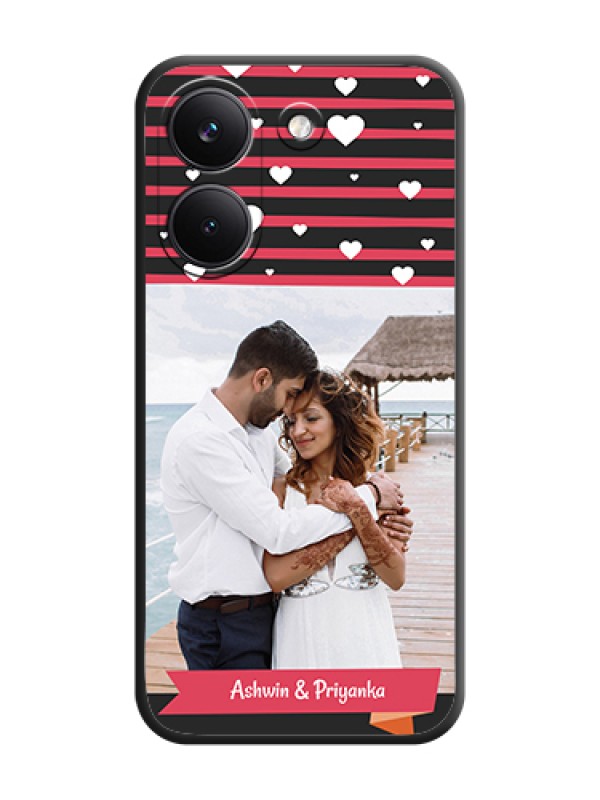 Custom White Color Love Symbols with Pink Lines Pattern On Space Black Custom Soft Matte Mobile Back Cover - Poco X8 Pro 5G