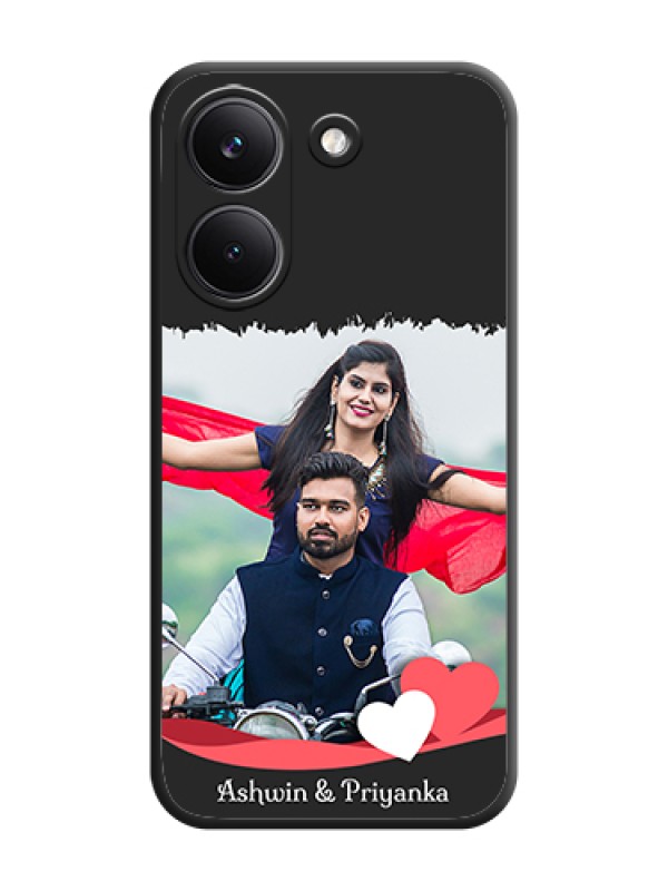 Custom Pin Color Love Shaped Ribbon Design with Text On Space Black Custom Soft Matte Mobile Back Cover - Poco X8 Pro 5G