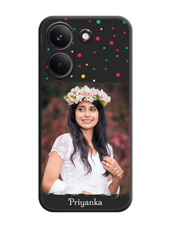 Custom Multicolor Dotted Pattern with Text On Space Black Custom Soft Matte Mobile Back Cover - Poco X8 Pro 5G