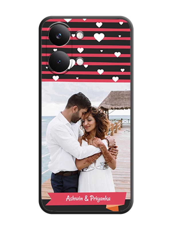 Custom White Color Love Symbols with Pink Lines Pattern On Space Black Custom Soft Matte Mobile Back Cover - Poco X8 Pro Max 5G