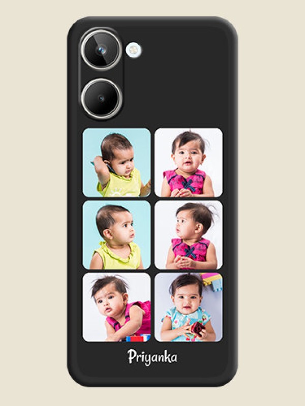 Custom Floral Art with 6 Image Holder on Photo on Space Black Soft Matte Mobile Case - Realme 10 Pro 5G