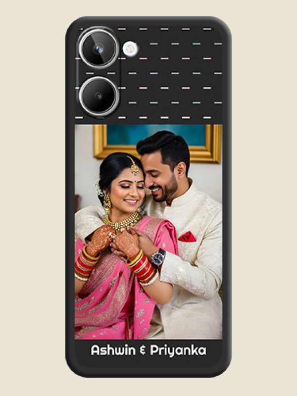 Custom Line Pattern Design with Text on Space Black Custom Soft Matte Phone Back Cover - Realme 10 Pro 5G