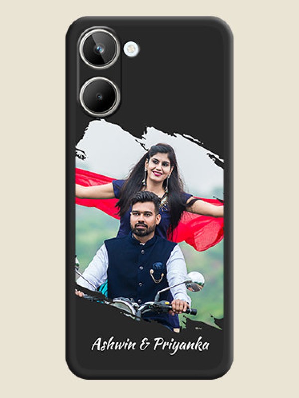 Custom Grunge Brush Strokes on Photo on Space Black Soft Matte Back Cover - Realme 10 Pro 5G