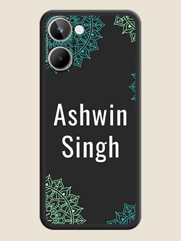 Custom Your Name with Floral Design on Space Black Custom Soft Matte Back Cover - Realme 10 Pro 5G