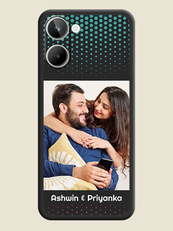 Custom Faded Dots with Grunge Photo Frame and Text on Space Black Custom Soft Matte Phone Cases - Realme 10 Pro 5G