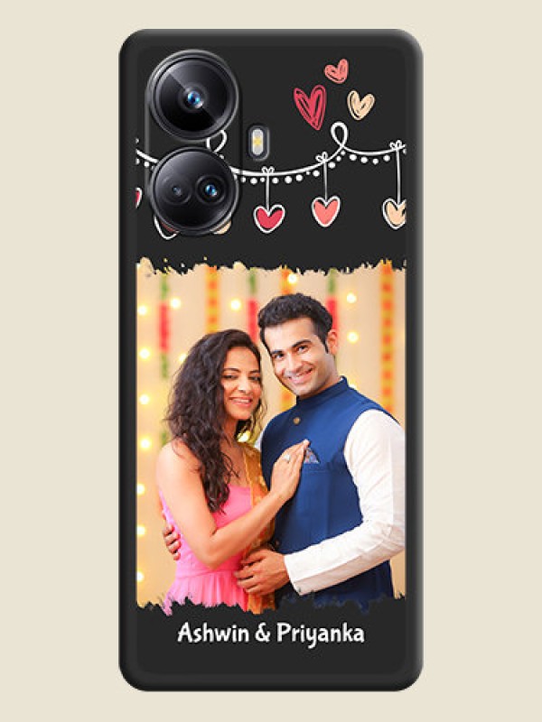Custom Pink Love Hangings with Name on Space Black Custom Soft Matte Phone Cases - Realme 10 Pro Plus 5G