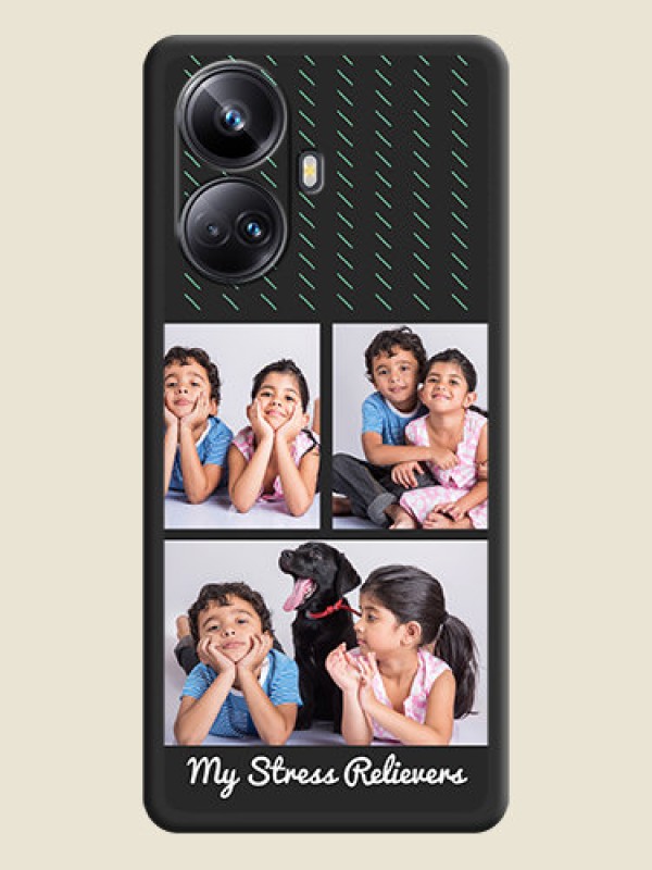 Custom Cross Dotted Pattern with 2 Image Holder  on Personalised Space Black Soft Matte Cases - Realme 10 Pro Plus 5G