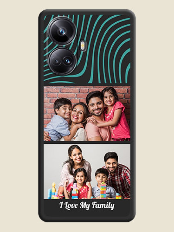 Custom Wave Pattern with 2 Image Holder on Space Black Personalized Soft Matte Phone Covers - Realme 10 Pro Plus 5G
