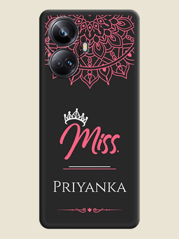 Custom Mrs Name with Floral Design on Space Black Personalized Soft Matte Phone Covers - Realme 10 Pro Plus 5G