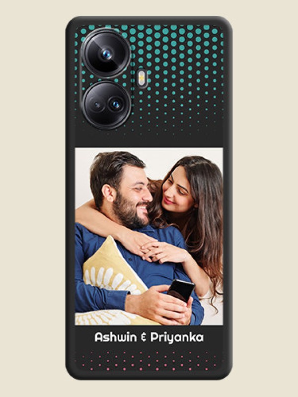 Custom Faded Dots with Grunge Photo Frame and Text on Space Black Custom Soft Matte Phone Cases - Realme 10 Pro Plus 5G