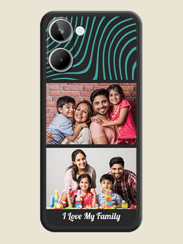 Custom Wave Pattern with 2 Image Holder on Space Black Personalized Soft Matte Phone Covers - Realme 10