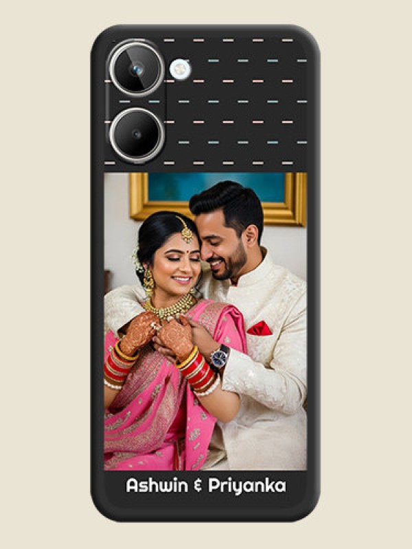 Custom Line Pattern Design with Text on Space Black Custom Soft Matte Phone Back Cover - Realme 10