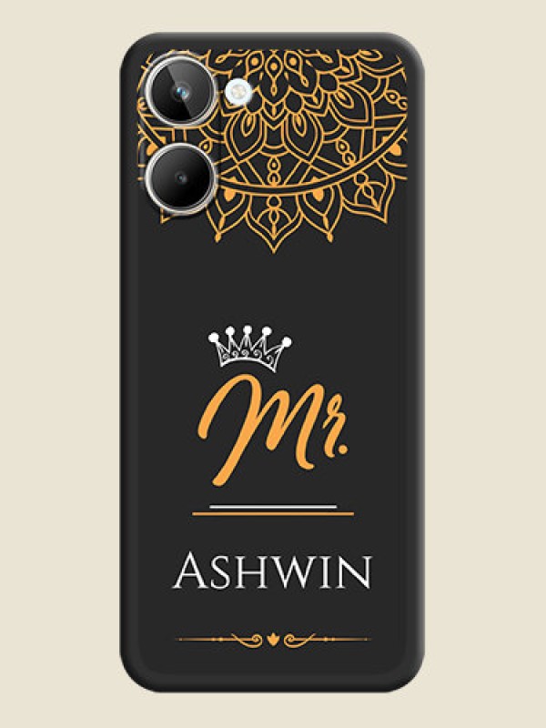 Custom Mr Name with Floral Design  on Personalised Space Black Soft Matte Cases - Realme 10
