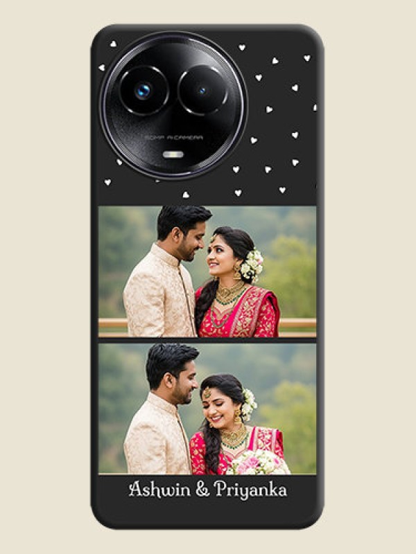 Custom Miniature Love Symbols with Name On Space Black Custom Soft Matte Mobile Back Cover - Realme 11 5G