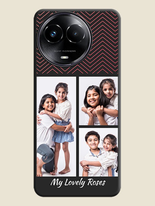 Custom Wave Pattern with 3 Image Holder On Space Black Custom Soft Matte Mobile Back Cover - Realme 11 5G