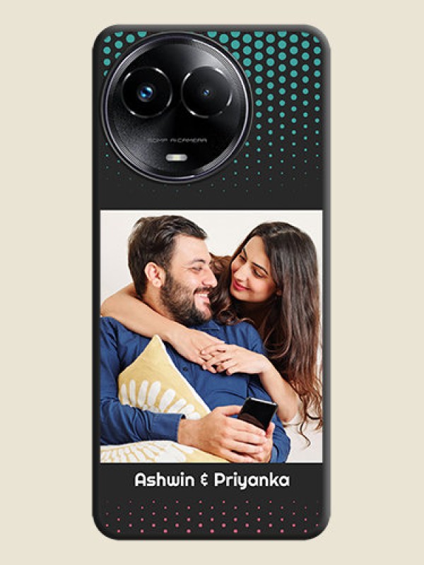 Custom Faded Dots with Grunge Photo Frame and Text On Space Black Custom Soft Matte Mobile Back Cover - Realme 11 5G