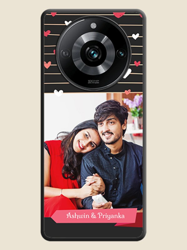 Custom Love Pattern with Name on Pink Ribbon - Photo on Space Black Soft Matte Back Cover - Realme 11 Pro 5G