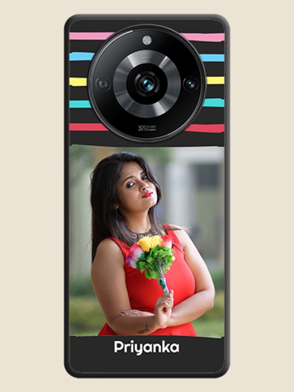 Custom Multicolor Lines with Image on Space Black Personalized Soft Matte Phone Covers - Realme 11 Pro 5G