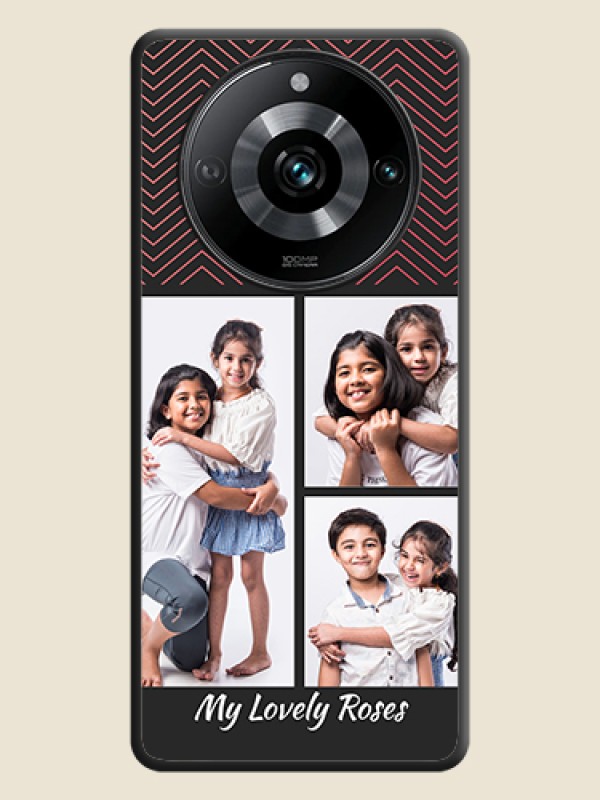 Custom Wave Pattern with 3 Image Holder on Space Black Custom Soft Matte Back Cover - Realme 11 Pro 5G