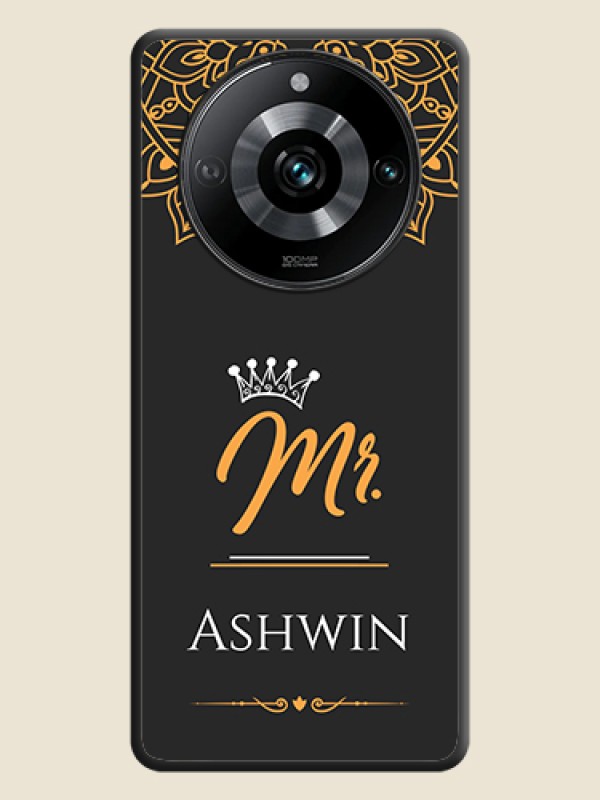Custom Mr Name with Floral Design on Personalised Space Black Soft Matte Cases - Realme 11 Pro 5G