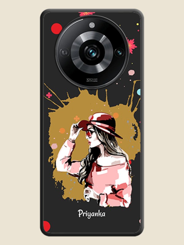 Custom Mordern Lady With Color Splash Background With Custom Text On Space Black Personalized Soft Matte Phone Covers - Realme 11 Pro 5G