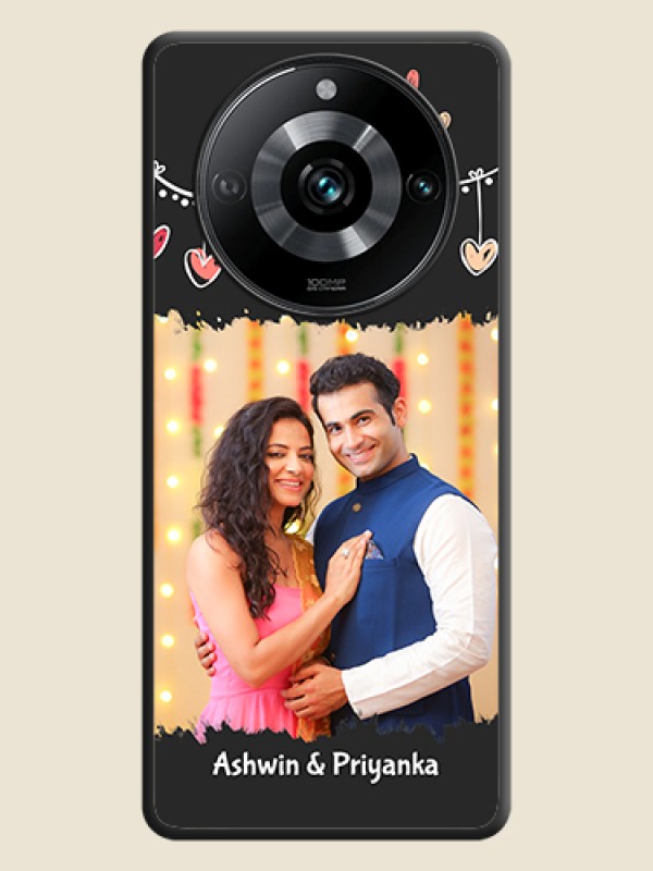 Custom Pink Love Hangings with Name on Space Black Custom Soft Matte Phone Cases - Realme 11 Pro Plus 5G