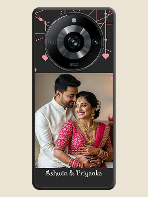 Custom Pink Love Hangings with Text on Space Black Custom Soft Matte Back Cover - Realme 11 Pro Plus 5G