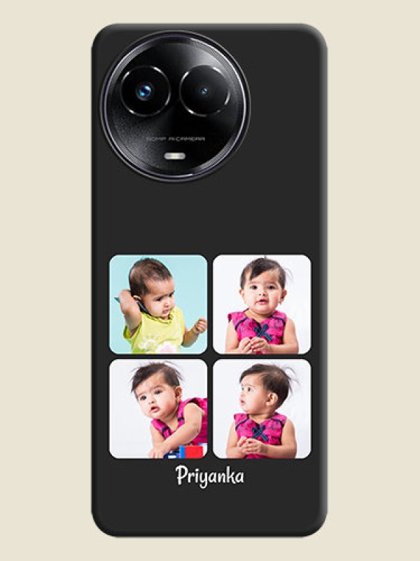 Custom Floral Art with 6 Image Holder on Photo On Space Black Custom Soft Matte Mobile Back Cover - Realme 11X 5G