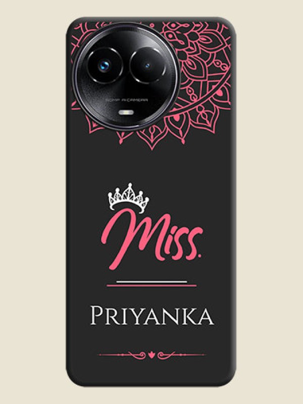 Custom Mrs Name with Floral Design On Space Black Custom Soft Matte Mobile Back Cover - Realme 11X 5G