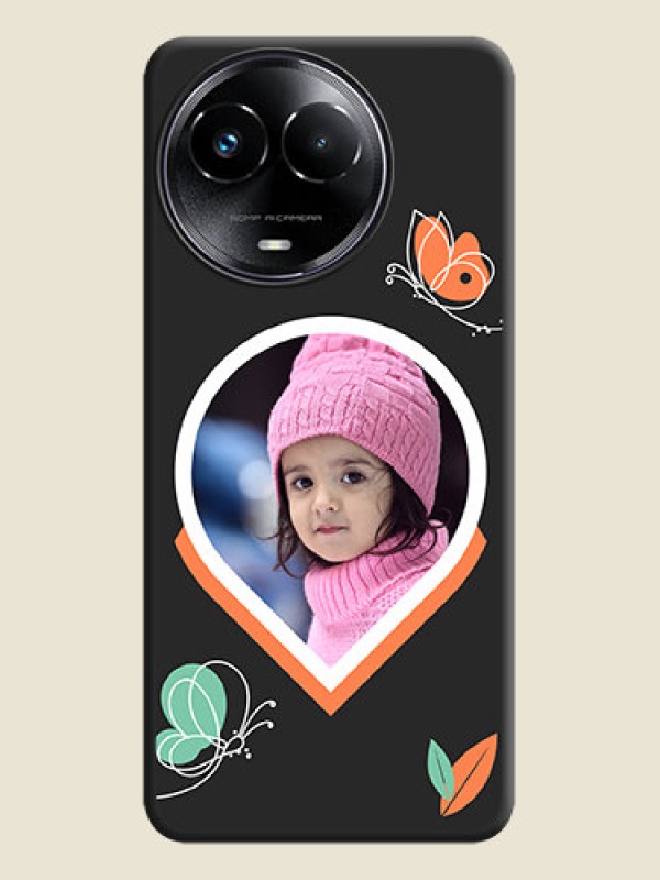 Custom Upload Pic With Simple Butterly Design On Space Black Custom Soft Matte Mobile Back Cover - Realme 11X 5G