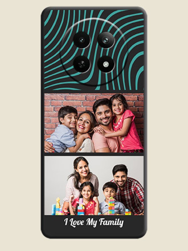Custom Wave Pattern with 2 Image Holder on Space Black Personalized Soft Matte Phone Covers - Realme 12 5G