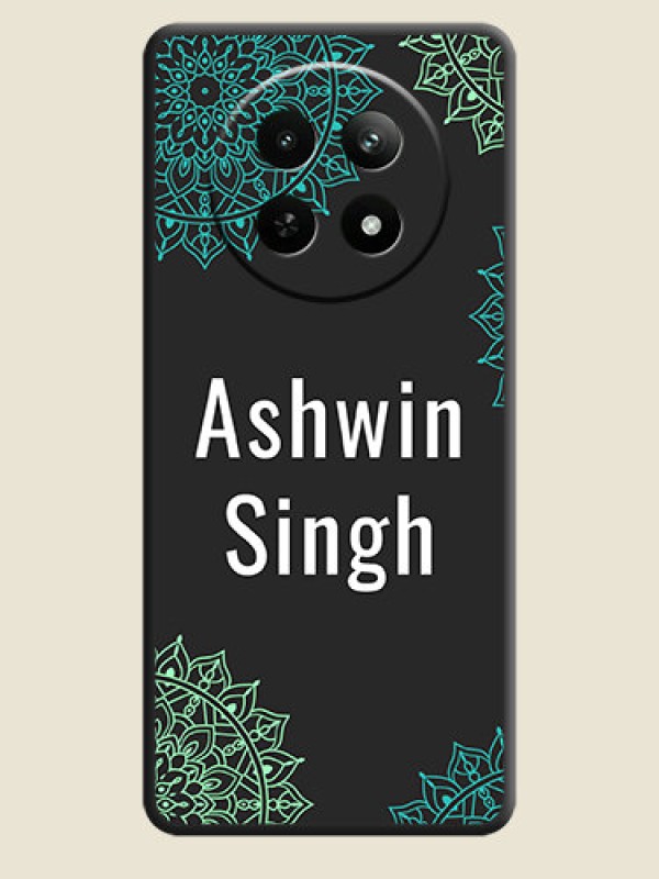 Custom Your Name with Floral Design on Space Black Custom Soft Matte Back Cover - Realme 12 5G