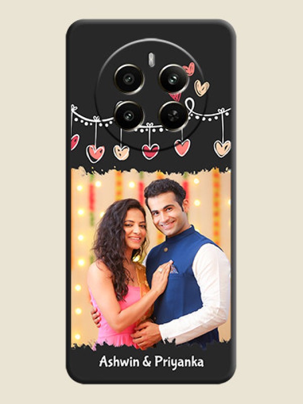 Custom Pink Love Hangings with Name on Space Black Custom Soft Matte Phone Cases - Realme 12 Plus 5G