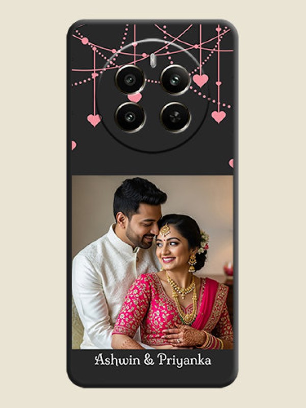 Custom Pink Love Hangings with Text on Space Black Custom Soft Matte Back Cover - Realme 12 Plus 5G