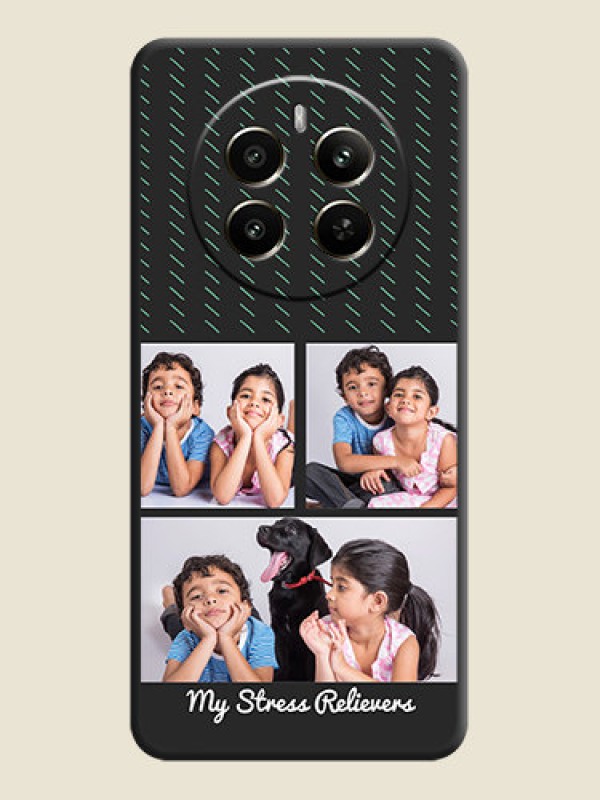 Custom Cross Dotted Pattern with 2 Image Holder on Personalised Space Black Soft Matte Cases - Realme 12 Plus 5G
