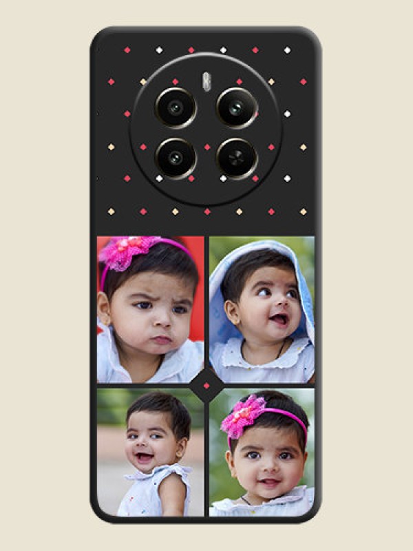 Custom Multicolor Dotted Pattern with 4 Image Holder on Space Black Custom Soft Matte Phone Cases - Realme 12 Plus 5G