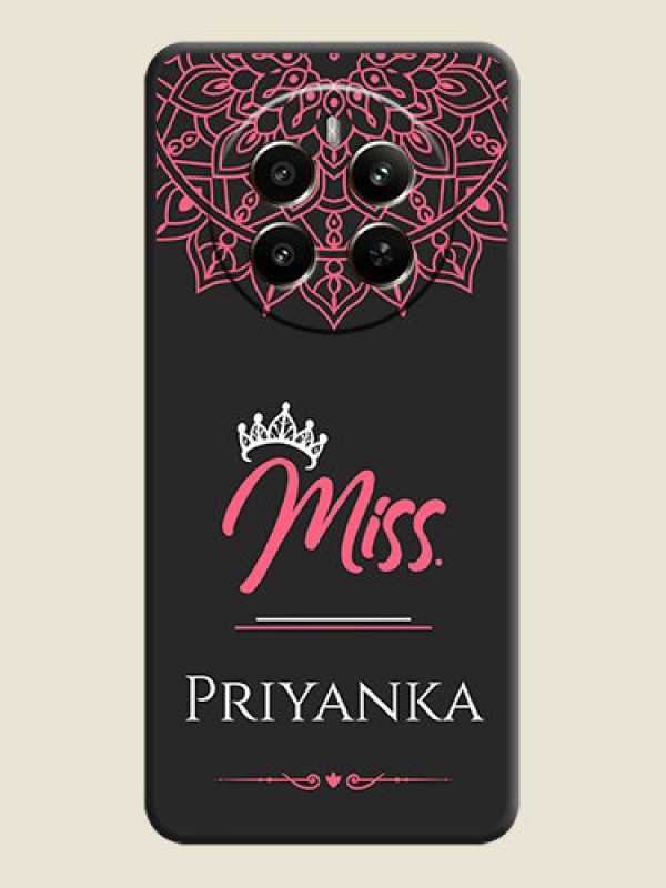 Custom Mrs Name with Floral Design on Space Black Personalized Soft Matte Phone Covers - Realme 12 Plus 5G