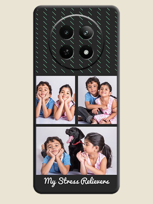 Custom Cross Dotted Pattern with 2 Image Holder On Space Black Custom Soft Matte Mobile Back Cover - Realme 13 5G