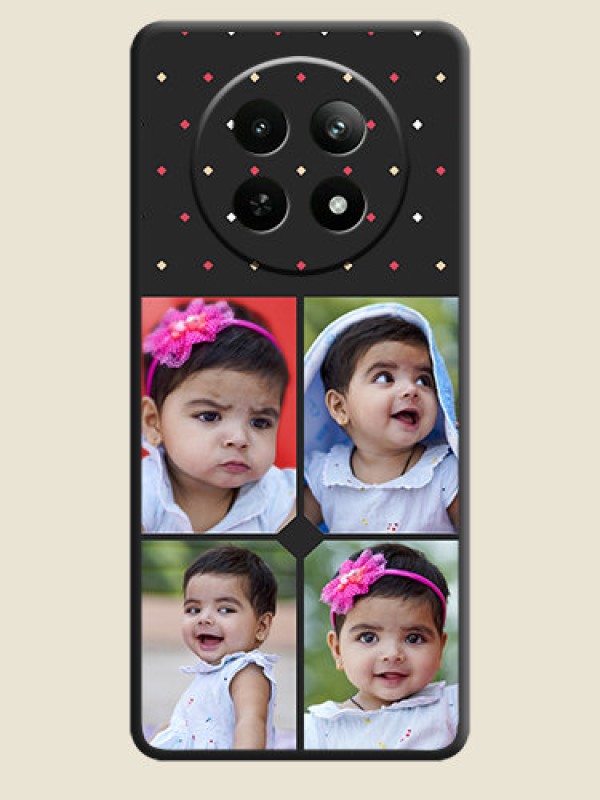 Custom Multicolor Dotted Pattern with 4 Image Holder On Space Black Custom Soft Matte Mobile Back Cover - Realme 13 5G