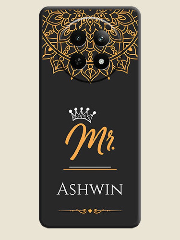 Custom Mr Name with Floral Design On Space Black Custom Soft Matte Mobile Back Cover - Realme 13 5G