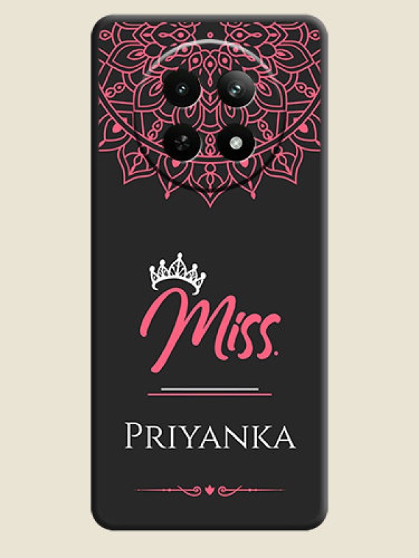 Custom Mrs Name with Floral Design On Space Black Custom Soft Matte Mobile Back Cover - Realme 13 5G