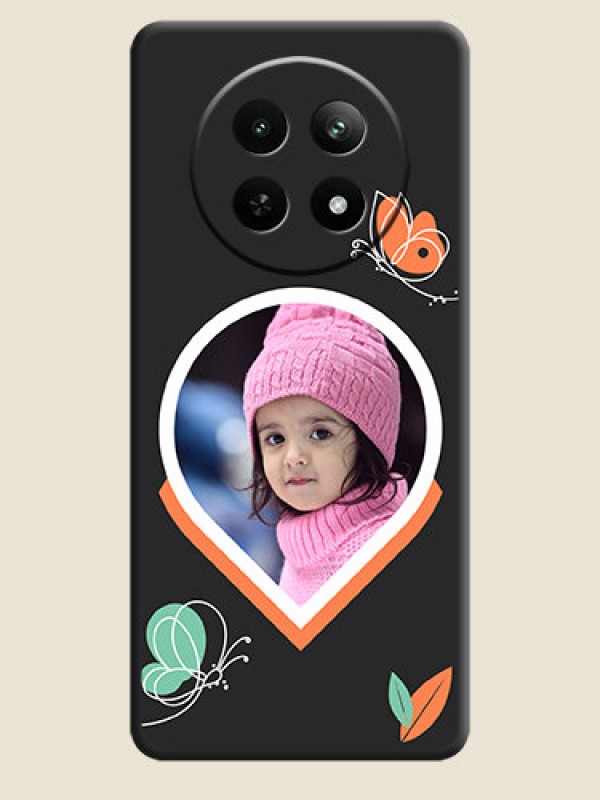 Custom Upload Pic With Simple Butterly Design On Space Black Custom Soft Matte Mobile Back Cover - Realme 13 5G