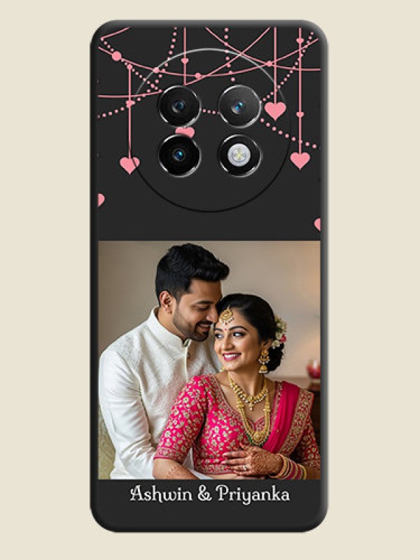 Custom Pink Love Hangings with Text On Space Black Custom Soft Matte Mobile Back Cover - Realme 13 Plus 5G