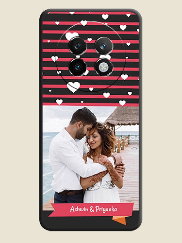 Custom White Color Love Symbols with Pink Lines Pattern On Space Black Custom Soft Matte Mobile Back Cover - Realme 13 Plus 5G