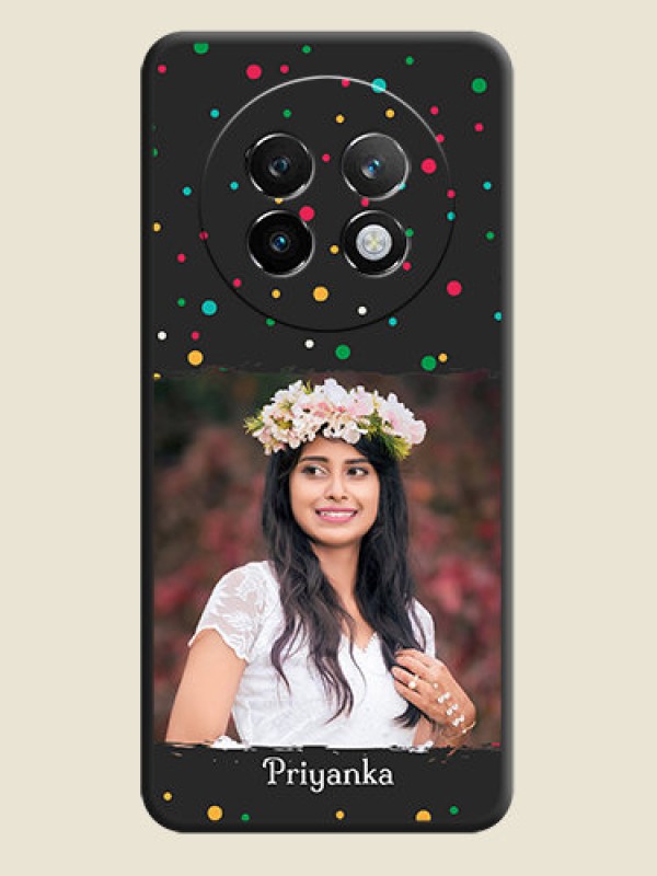 Custom Multicolor Dotted Pattern with Text On Space Black Custom Soft Matte Mobile Back Cover - Realme 13 Plus 5G