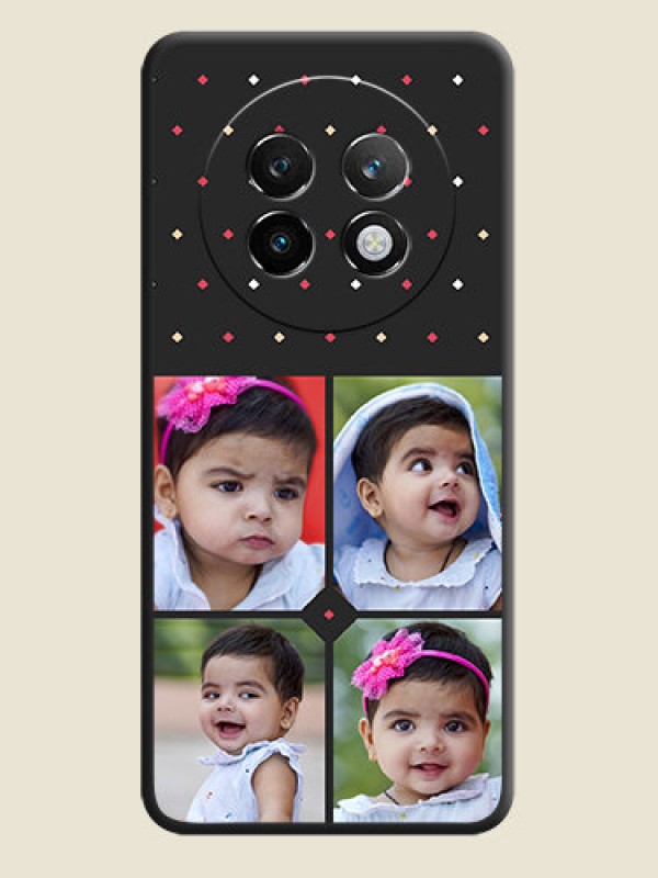 Custom Multicolor Dotted Pattern with 4 Image Holder On Space Black Custom Soft Matte Mobile Back Cover - Realme 13 Plus 5G