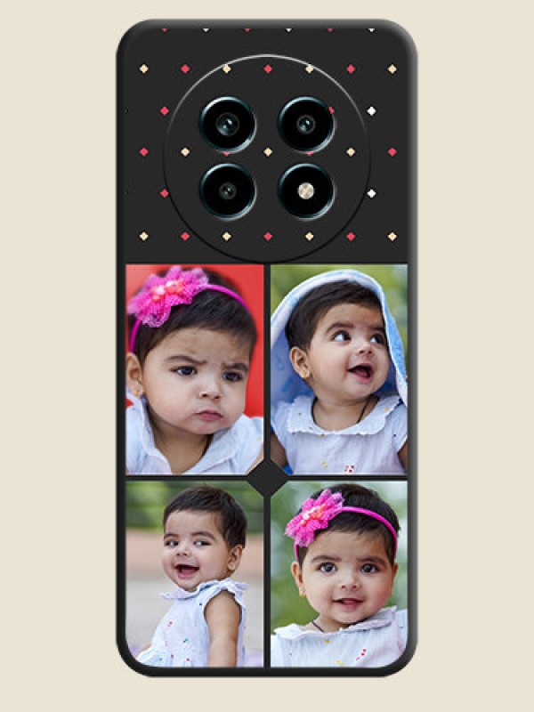 Custom Multicolor Dotted Pattern with 4 Image Holder On Space Black Custom Soft Matte Mobile Back Cover - Realme 13 Pro 5G
