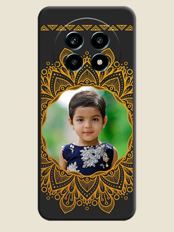 Custom Round Image with Floral Design On Space Black Custom Soft Matte Mobile Back Cover - Realme 13 Pro 5G