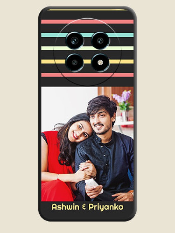 Custom Color Stripes with Photo and Text on Photo On Space Black Custom Soft Matte Mobile Back Cover - Realme 13 Pro 5G